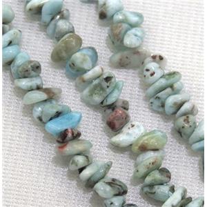 blue Larimar chip beads, freeform, B-grade, approx 4-8mm, B grade