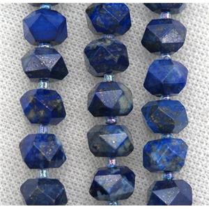 blue lapis beads, faceted rondelle, approx 10-12mm