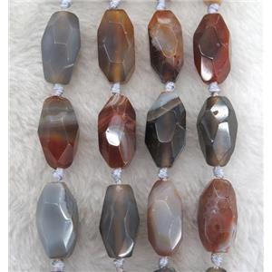 natural agate beads, faceted barrel, approx 15-25mm