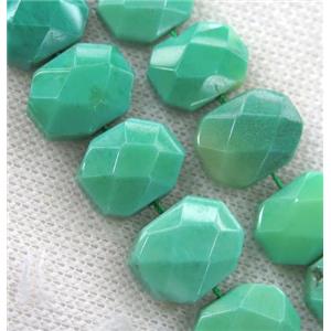 green Grass Agate beads, faceted rectangle, approx 10-14mm