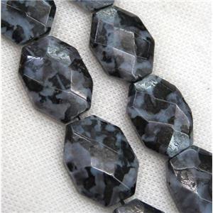black Feldspar slice beads, faceted freeform, approx 18x25mm