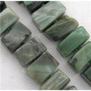 green Canadian Chrysoprase cuboid beads, approx 13-25mm