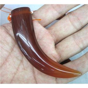 red carnelian agate stone horn bead, approx 20x80mm, 15.5 inches