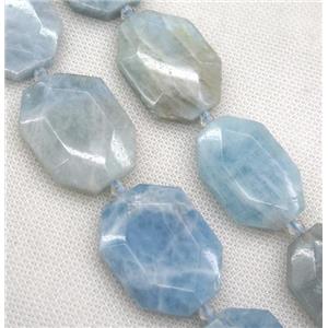 Aquamarine slice beads, faceted freeform, blue, approx 25-40mm