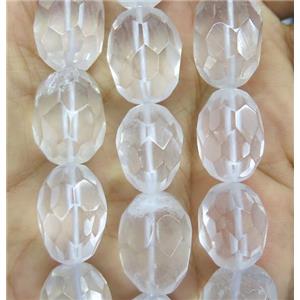 Clear Quartz barrel beads, faceted, approx 15-20mm