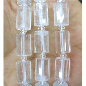 faceted Clear Quartz tube beads, approx 10x14mm