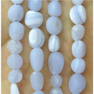 matte blue lace Agate chip beads, freeform, approx 5-8mm