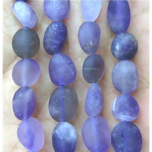 matte purple Amethyst pebble beads, freeform, approx 5-8mm