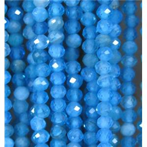 faceted round blue Apatite beads, approx 2.5mm dia