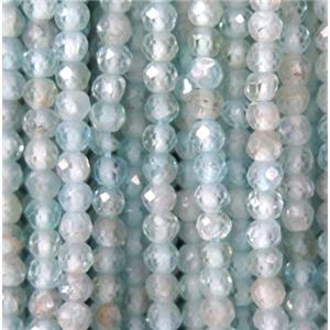 faceted round Apatite beads, lt.blue, approx 2.5mm dia