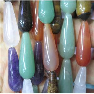 mix gemstone bead, teardrop, approx 10x30mm