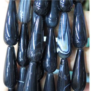 black agate bead, teardrop, approx 10x30mm