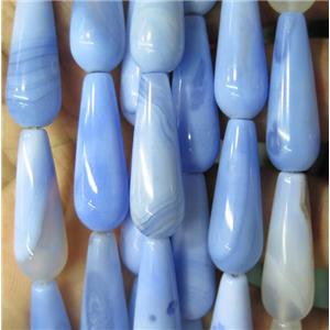 blue agate bead, teardrop, approx 10x30mm