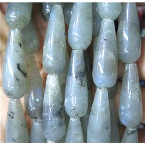 Labradorite teardrop beads, approx 10x30mm