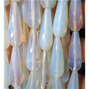 white opalite bead, faceted teardrop, approx 10x30mm
