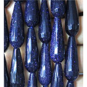 blue sandstone bead, faceted teardrop, approx 10x30mm