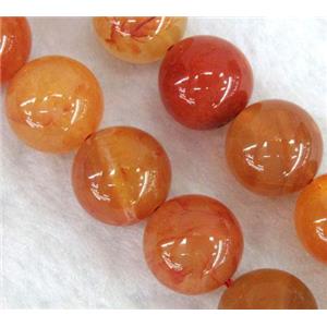round carnelian beads, red, approx 14mm dia, 15.5 inches