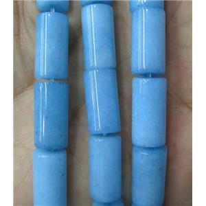blue jade tube beads, dye, approx 8x16mm
