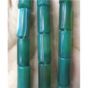 green Agate tube beads, approx 8x16mm