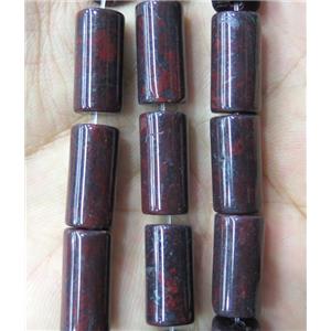 red Autumn Jasper tube beads, approx 8x16mm