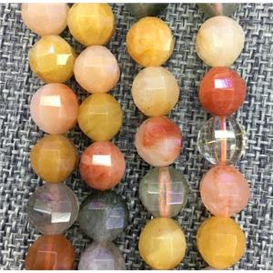 mix gemstone beads, Pumpkin, faceted round, approx 10mm dia