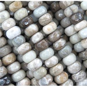 natural Silver Leaf Jasper beads, faceted rondelle, approx 5x8mm