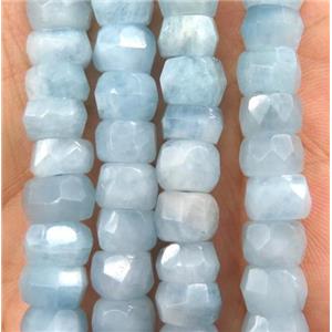 blue Aquamarine beads, faceted heishi, approx 8-10mm