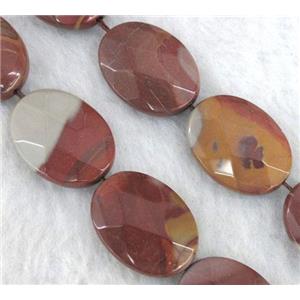 natural Noreena jasper bead, faceted flat oval, approx 25x50mm, 15.5 inches