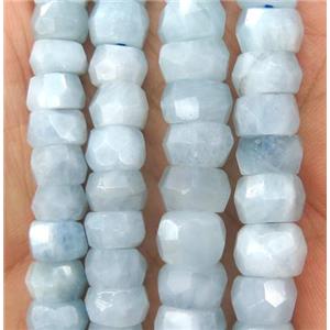 blue Aquamarine beads, faceted rondelle, AB-grade, approx 8-10mm