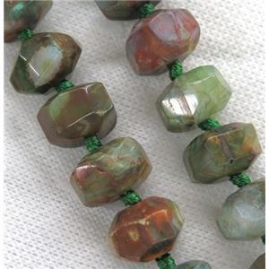 green Agate beads, faceted rondelle, dye, approx 15-18mm