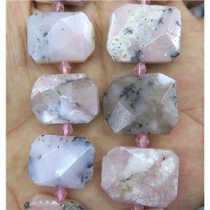 pink opal stone nugget bead, faceted rectangle, approx 13-23mm