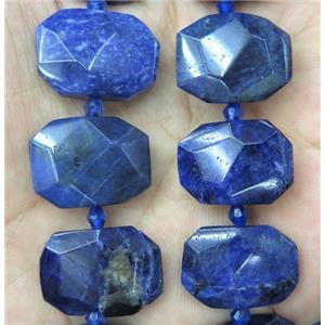 blue Sodalite nugget beads, faceted rectangle, approx 13-23mm
