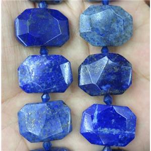 blue lapis lazuli nugget beads, faceted rectangle, approx 13-23mm