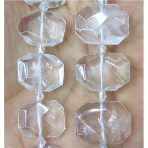 Clear Quartz nugget beads, faceted rectangle, approx 13-23mm