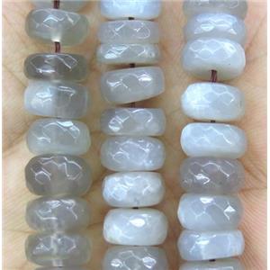 gray moonstone beads, faceted rondelle, approx 10mm dia
