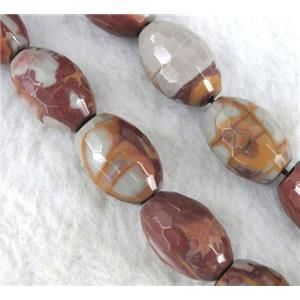 natural Noreena jasper beads, faceted barrel, approx 13x18mm, 15.5 inches
