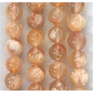 round Cherry blossom Agate beads, lt.pink, approx 6mm dia