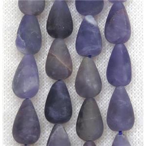 purple teardrop Amethyst beads, matte, approx 10x16mm