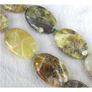 yellow opal stone beads, flat oval, approx 18x25mm, 15.5 inches