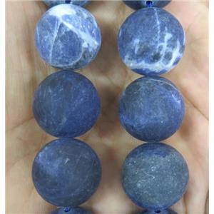 large round Sodalite beads, matte, blue, approx 18mm dia