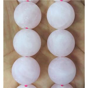 large matte round Rose Quartz beads, pink, approx 20mm dia