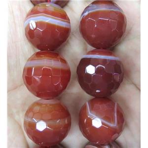 large red stripe Agate beads, faceted round, approx 20mm dia