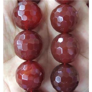 large Red Agate beads, faceted round, approx 20mm dia