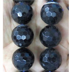 large Black Agate beads, faceted round, approx 16mm dia