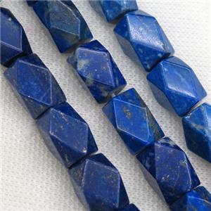 blue Lapis Lazuli beads, faceted cuboid, approx 10x16mm