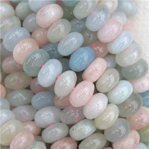 rondelle Morganite beads, multi-color, approx 8x12mm