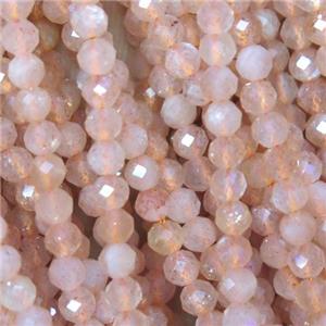 tiny Pink MoonStone beads, faceted round, approx 3mm dia