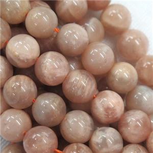 round SunStone beads, pink, approx 6mm dia