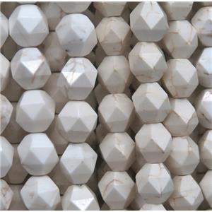 white turquoise ball bead, faceted round, approx 10mm dia