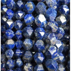 blue lapis lazuli ball beads, faceted round, approx 8mm dia